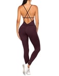 COOrun Combinaison de yoga pour femme, dos nu, barboteuse de sport, sans manches, body de gymnastique