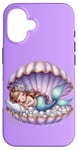 Coque pour iPhone 16 Sirène Lilas Violet Sleepy Coquillage Sous L'eau