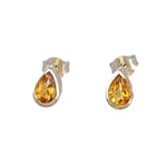 9ct Gold Citrine Earrings Yellow Natural Gemstone Studs Handmade Boxed