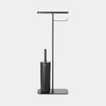 Brabantia - Mindset Toilet Butler - Bathroom Shelf, Toilet Roll Holder and Hygienic Toilet Brush - Corrosion Resistant Steel - Stable and Non-Slip Base - Infinite Grey - 75.5 x 12.5 x 29 cm