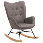 MEUBLE COSY Fauteuil à Bascule Allaitement Rocking Chair Scandinave Chaise Loisir Revêtement en Tissu avec Pieds en Bois Massif pour Salon, Chambre, Le balcon, Gris Foncé