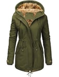 Vancavoo Womens Parka Winter Coats Hooded Coat Fleece Lined Jacket Ladies Arctic Velvet Outdoor Warm Hoodies zip up Sweatshirt Windbreaker Hoodies Cotton Outwear with Pockets(Green,M)