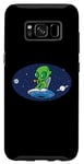 Coque pour Galaxy S8 Alien mignon buvant du café sur le vaisseau spatial drôle extraterrestre OVNI