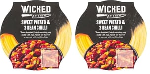 Wicked Kitchen Ready to Eat Meals, Sweet Potato & Three Bean Chili 300g Pot, Microwavable, Plant-Based, Dairy-Free, Instant Meal (Pack of 2)