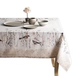 Maison d' Hermine Meadow Florals - Brown Nappe 100% Coton pour Table Rectangle de Cuisine et de Salle à Manger – pour fêtes, Mariage, fête mèress – Printemps/été (Rectangle, 140cm x 180cm)