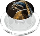 Funny raccoon Vermeer Girl with a Pearl Earring art raccoons PopSockets PopGrip pour MagSafe