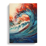 Wave Modern Hard Edge Painting Art Canvas Print for Living Room Bedroom Home Office Décor, Wall Art Picture Ready to Hang, 30x20 Inch (76x50 cm)