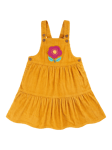 Frugi Kids' Michaela Cotton Cord Pinafore Dress, Gold/Flower