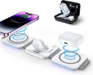 ZUMSEY 3 in 1 Foldable Apple Wireless Charger, Travel Charging White 