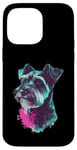 Coque pour iPhone 14 Pro Max Mini Schnauzer Splash Art coloré pour les amoureux du schnauzer