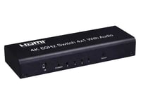 NÖRDIC HDMI Switch 4 til 1 Ultra HD 4K60Hz 4: 4: 4 HDCP2: 2 HD10 SPDIF og Stereo Dolby DTS HD PS3 / 4/5, Xbox, Chromecast, Nintendo Switch