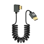 RIIEYOCA 8K Mini HDMI to HDMI Short Coiled Cable, 90 Degree Left Angle 48Gbps High Speed HDMI2.1 Support HDR, 8K@60Hz, 4K@120Hz, Compatible with Camcorders, Monitors (Left)