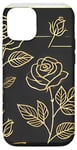 Coque pour iPhone 12/12 Pro Rose florale botanique, style minimaliste