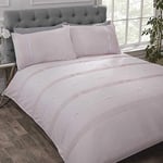 Rapport Home Contemporary Kingsize Quilt Cover Set with Elegant Blush Pink Ribbon and Bows Embroidery