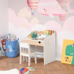 Kids Study Table and Chair Set Two-Piece Children Desk w/ Storage, for 3-6 years