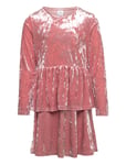 Dress Peplum Crushed Velvet Dresses & Skirts Dresses Partydresses Pink Lindex