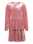 Dress Peplum Crushed Velvet Lindex Pink