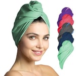 Fit-Flip Turban Cheveux Microfibre, Serviette spéciale Turban pour Le séchage Doux et Rapide, Serviette de Cheveux pour Mixte Adulte, 1 pièce, Turquoise