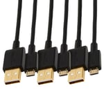 Amazon Basics câble de USB-A vers Micro USB 2.0, Vitesse de Transfert de 480 Mbps, avec connecteurs plaqués Or, Lot de 3, 0.9 m, Noir