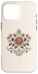 Coque pour iPhone 16 Pro Max Rose florale botanique, style bohème minimaliste, roses d'amour