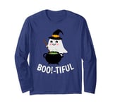 Bootiful Halloween Ghost with Magic Cauldron & Magic Potion Long Sleeve T-Shirt