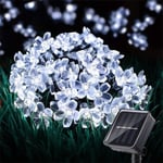 Utomhus solcellsblomsträngslampor Vattentäta 50 LED Fe-ljusdekorationer för julgran Trädgård Uteplats Staket Gård Vår (Kall vit) Cool White