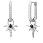 ANIA HAIE SILVER BLACK ONYX STAR DROP EARRINGS E061-12H