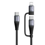 Joyroom Multi-Function Series 2-i-1 Hurtigladekabel, USB-C til USB-C & Lightning 60W, 1.2m - Svart