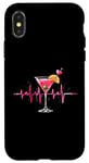 Coque pour iPhone X/XS Verre à cocktail Motif battements de cœur Martini