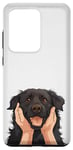 Coque pour Galaxy S20 Ultra Mignon Retriever plat enduit mains sur les joues chien drôle maman papa