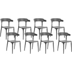 Lot 8 Chaises de Salle à Manger Empilables en Plastique Gris Foncé Gubbio