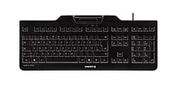 CHERRY KC 1000 SC, disposition allemande, clavier QWERTZ, clavier de sécurité filaire avec terminal de carte à puce intégré, Blue Angel, noir