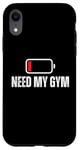 Coque pour iPhone XR Batterie faible Need My Gym Funny Personal Trainer