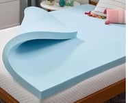 CASABEL Surmatelas 90 x 190 cm Mousse à Memoire de Forme 4 cm - sur-Matelas Simple - Gel Infusé Bleu - sur Matelas, Clic Clac, BZ - Entreprise Française