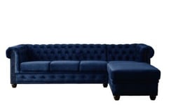 William - canapé Chesterfield d'angle droit - 4 places - en velours - Lisa Design