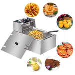 Iceclubs 6L Deep Fat Fryer, Temperature Control, Non-Slip Feet, Easy Clean, Powerful 2500 Watts, Stainless Steel Single Cylinder Electric Fryer(UK Plug)