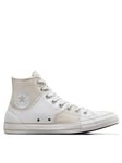 Converse Mens Court Worn High Tops Trainers - White, White, Size 9, Men