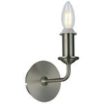 Inspired Deco - Banyan - Applique murale commutée 1 bougie sans abat-jour, E14 nickel satiné