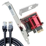 Ubit Carte réseau PCIe de 2,5 Go avec câble de raccordement Ethernet RJ45 de 1 m - Adaptateur réseau PCIe vers 2,5 Gigabit Ethernet, Prend en Charge Windows 11/10/8.1/8/7, Linux