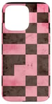 Coque pour iPhone 15 Pro Max Rose Pop Art Carreaux Marron Design Classique