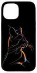 iPhone 15 Vibrant Cat Silhouette Line Drawing Beauty Case