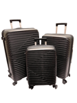 PP Suitcase Luggage Set of 3 Black Hard Shell Travel Trolley 4 Wheel Cabin Case