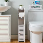 AOJEZOR Porte-papier toilette, Colonne avec porte-rouleau de papier, support de rouleau et porte-brosse de toilette 2 en 1, meuble de salle de bain, blanc fabriqué (blanc), PVC