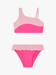 Angels by Accessorize Kids" Colour Block Bikini Set, Baby Pink/Fuchsia