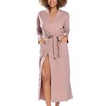 DKaren Women's Melisa Terry Towelling Bathrobe Without Hood Clothes, Light Pink, S