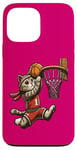 Coque pour iPhone 13 Pro Max Belle idée cadeau design drôle chat qui fait du basketball