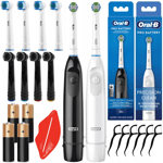 ORAL-B Advance Electric Toothbrushes Black + White + 8 Replacement Brush Heads