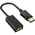 ABLEWE DisplayPort to HDMI Adapter, 1080P@60Hz High Resolution DP(DisplayPort) Male to HDMI Female High Speed Transmission Video Audio Converter for GPU, Laptop, PC, Monitor, TV(NOT USB to HDMI)