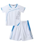 Hansber Boys Athletic Short Sleeve Tops and Sports Shorts Clothing Set Football Basketball Teamwear Jerseys White 13-14 Years