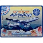 Nostalgic-Art Plaque Vintage Pan Am – New Adventures – Idée de Cadeau pour Les passionnés de Voyages, en métal, Déco Design Retro, 30 x 40 cm